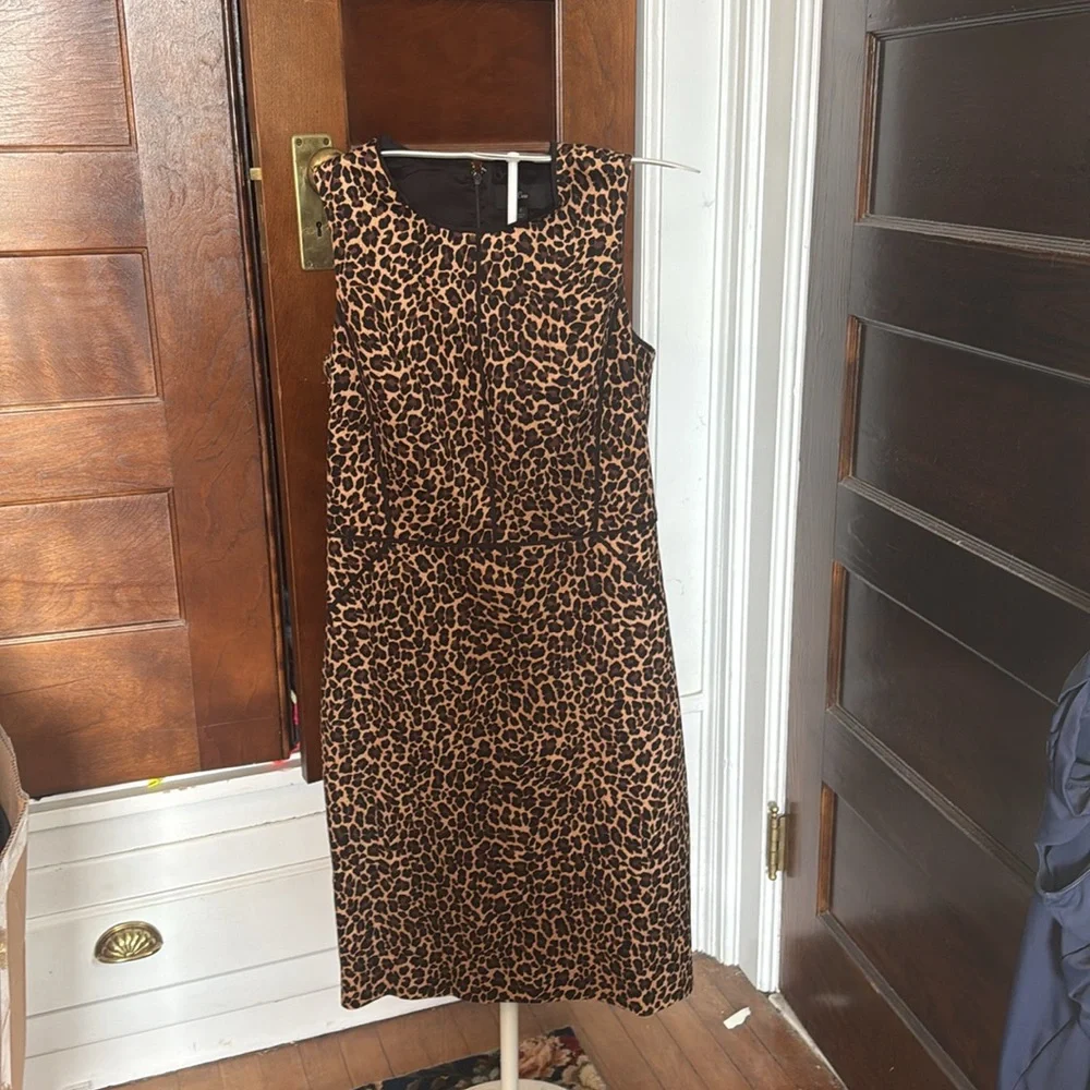J Crew Leopard Print Sleeveless sheath Dress- worn one‎ time. 108 retail